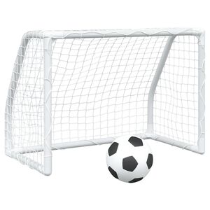 vidaXL Porte Calcio Bambini 2pz con Pallone Bianco 64x35x48 cm Metallo