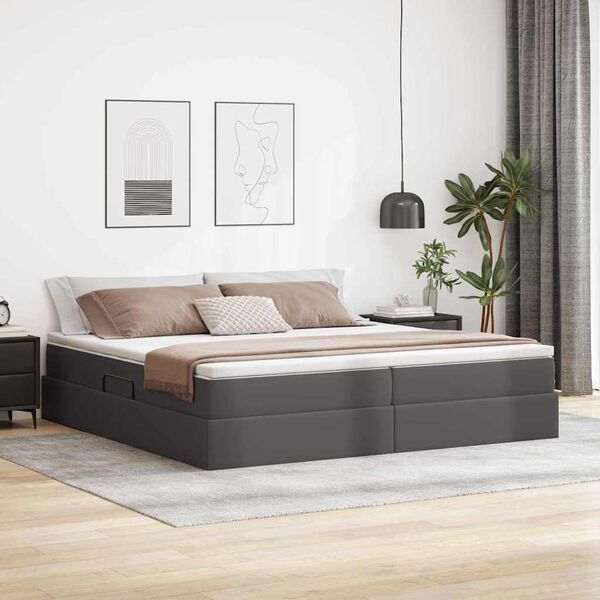 vidaXL Letto con contenitore e materasso Grigio 200 x 200 cm