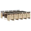 vidaXL Set Pranzo da Giardino 11 pz con Cuscini Beige Misto Polyrattan