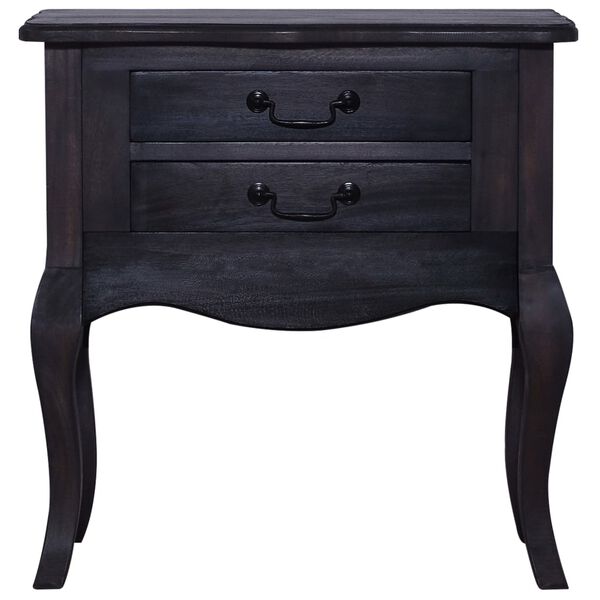 vidaXL Tavolino con Cassetti Nero 60x30x60 cm Legno Massello di Mogano