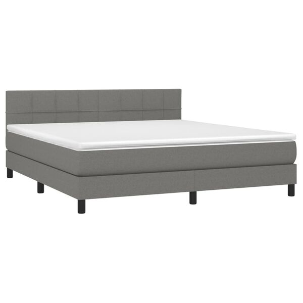 vidaXL Letto a Molle Materasso e LED Grigio Scuro 180x200cm in Tessuto