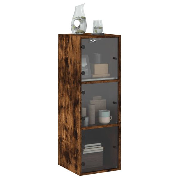 vidaXL Mobile a Muro con Ante in Vetro Rovere Fumo 35x37x100 cm