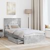 vidaXL Letto con Contenitore con testiera Grigio cemento 90 x 200 cm