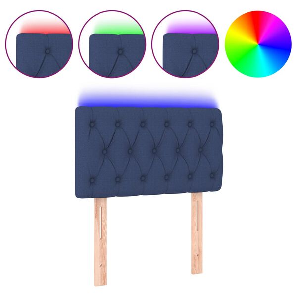 vidaXL Testiera a LED Blu 80x7x78/88 cm in Tessuto