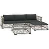 vidaXL Set Divani da Giardino 5 pz con Cuscini in Polyrattan Grigio