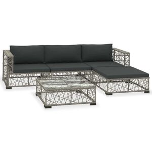 vidaXL Set Divani da Giardino 5 pz con Cuscini in Polyrattan Grigio