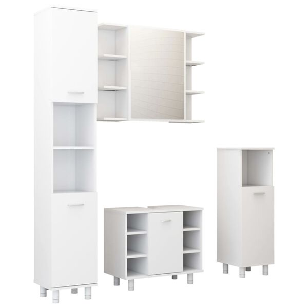 vidaXL Set Mobili da Bagno 4 pz Bianco in Truciolato