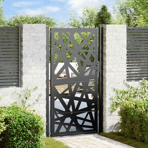 vidaXL Cancello da giardino nero 100x175 cm in acciaio design leggero