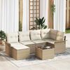 vidaXL Set Divano da Giardino con cuscino 7 pcs Beige polyrattan