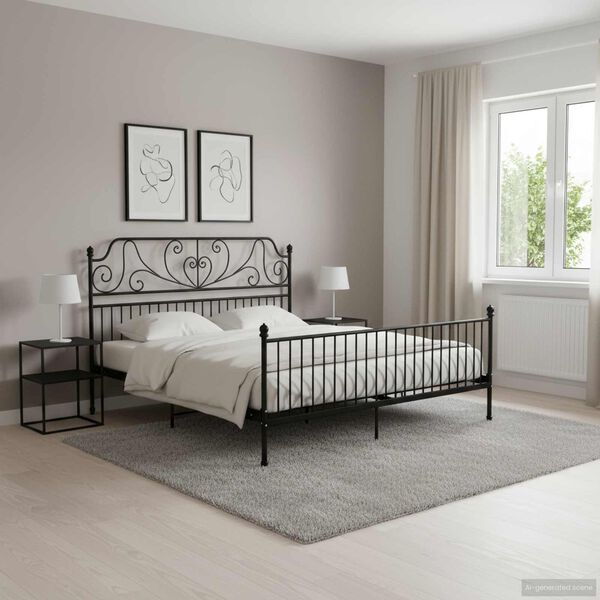 vidaXL Giroletto Nero in Metallo 180x200 cm