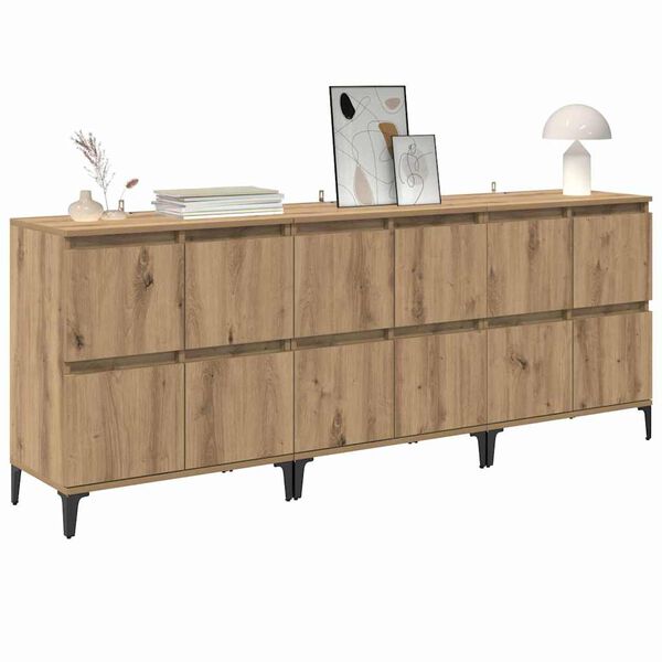 vidaXL Sideboards 3 pcs Rovere artigianale 60 x 35 x 70 cm