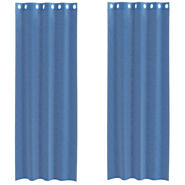 vidaXL Tende in Voile con Occhielli 2 pz Blu Reale
