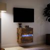 vidaXL Mobile TV a Parete con Luci LED Rovere Fumo 41x31x45 cm