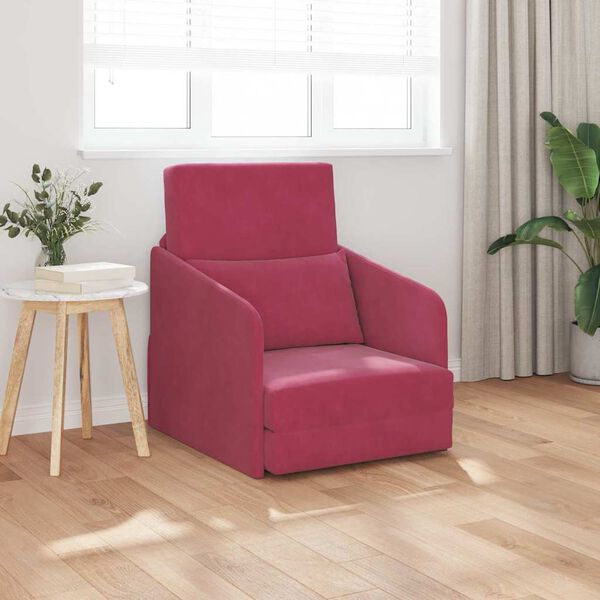 vidaXL Divano letto Rosso Vino 65 x 80 x 83 cm Velluto