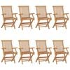 vidaXL Sedie da Giardino 8 pz in Legno Massello di Teak