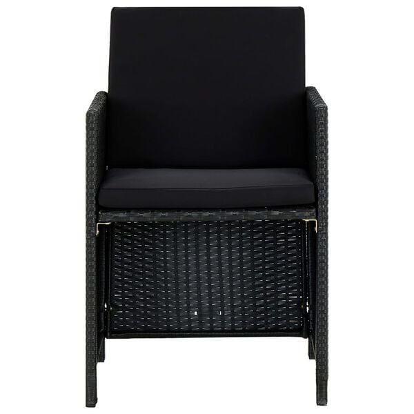 vidaXL Set da Pranzo da Giardino 5 pz con Cuscini in Polyrattan Nero