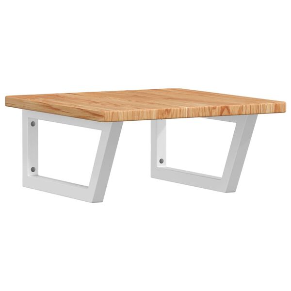 vidaXL Ripiano a Parete per Lavabo in Acciaio e Massello di Rovere