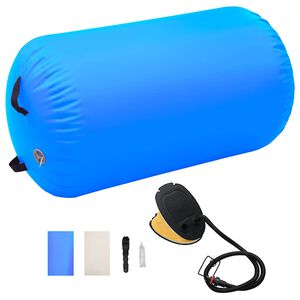 vidaXL Rullo da Ginnastica Gonfiabile con Pompa 100x60 cm in PVC Blu