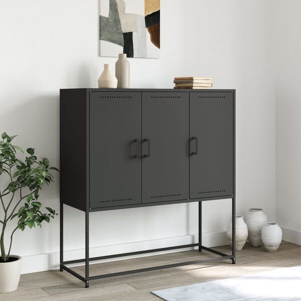 vidaXL Credenza Nera 100,5x39x107 cm in Acciaio