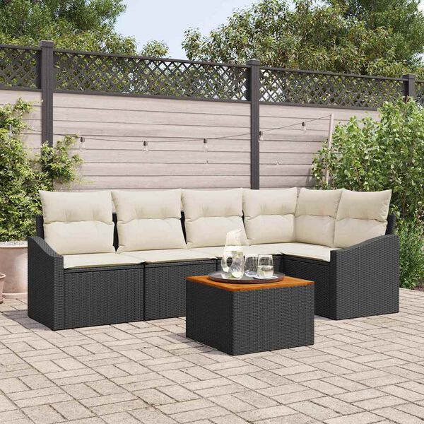 vidaXL Set Divano da Giardino 6 pcs Nero e bianco