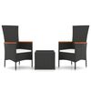vidaXL Set Mobili da Giardino 3 pz Nero Polyrattan e Acciaio