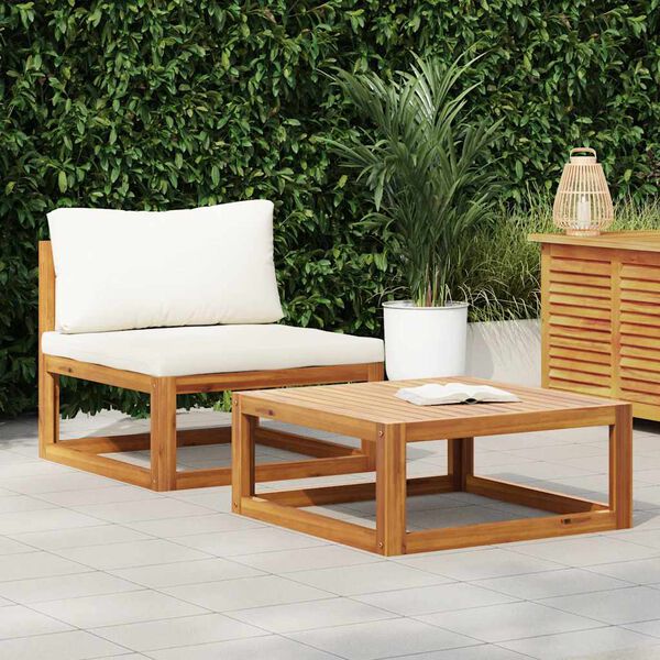 vidaXL Set Divani da Giardino 2 pz con Cuscini in Massello di Acacia