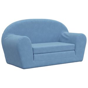 vidaXL Divano Letto per Bambini a 2 Posti Blu in Morbido Peluche