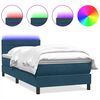 vidaXL Letto a Molle con Materasso e LED Blu Scuro 100x220 cm in Velluto