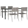 vidaXL Set da Pranzo da Giardino 5 pz Nero Grigio Polyrattan e Acciaio
