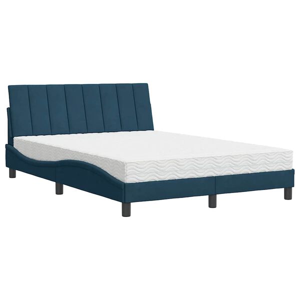 vidaXL Letto con Materasso Hanko Blu 140x190 cm in Velluto