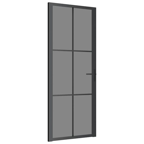 vidaXL Porta Interna 83x201,5 cm Nera in Vetro ESG e Alluminio