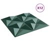 vidaXL Pannelli da parete 12 pcs Verde Origami 50 x 50 cm Schiuma XPS
