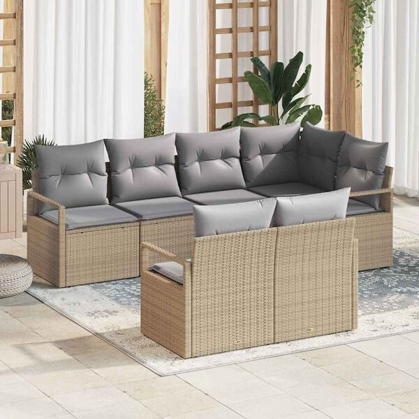 vidaXL Set di divani 7 pcs Beige polyrattan