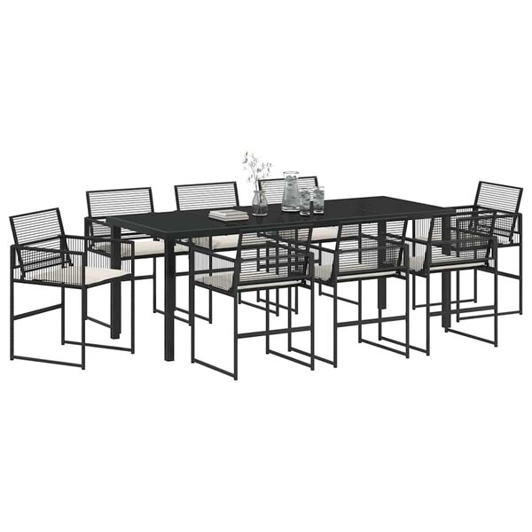 vidaXL Set da Pranzo per Giardino 9 pcs Nero