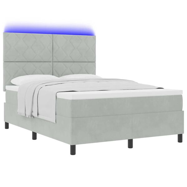 vidaXL Letto a Sorgente LED Grigio chiaro 140 x 200 cm Tessuto