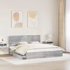 vidaXL Letto con Contenitore con testiera Grigio Sonoma 200 x 200 cm