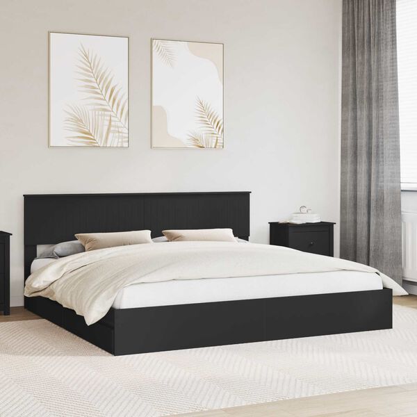 vidaXL Letto con Contenitore Nero 200 x 200 cm Legno multistrato