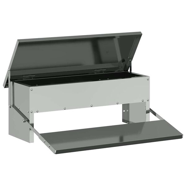vidaXL Mangiatore a Pedale per Pollo Argento 48,5 x 39,5 x 19 cm
