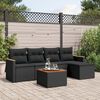 vidaXL Set Divano da Giardino 6 pz con Cuscini Nero in Polyrattan