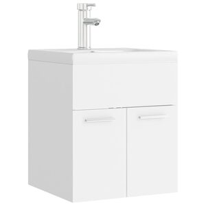 vidaXL Mobile Bagno con Lavabo Integrato Bianco in Legno Multistrato