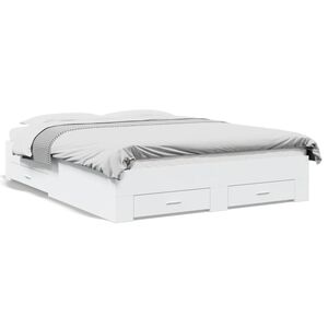 vidaXL Giroletto con Cassetti Bianco 160x200 cm in Legno Multistrato