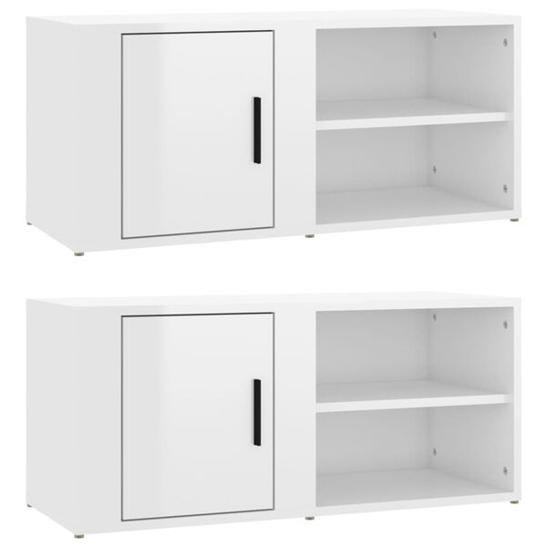 vidaXL Mobili TV 2 pz Bianco Lucido 80x31,5x36cm in Legno Multistrato