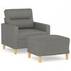 vidaXL Poltrona con Poggiapiedi Grigio Scuro 60 cm in Tessuto
