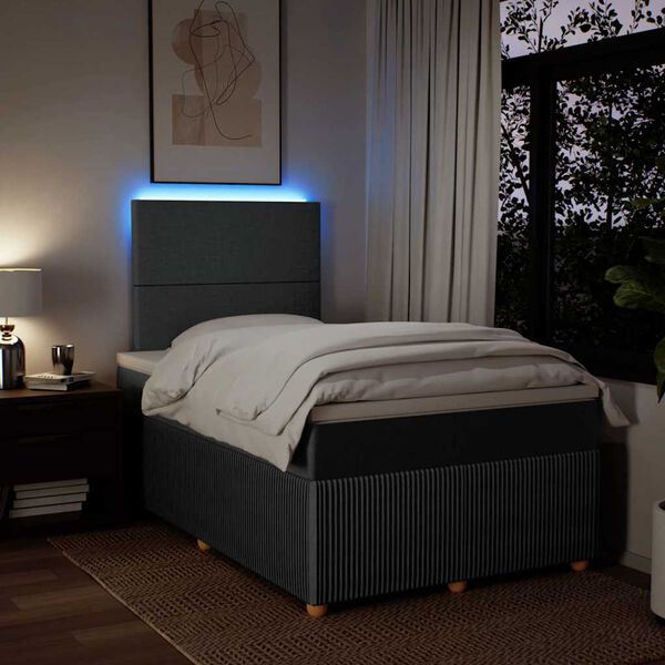 vidaXL Giroletto a Molle con Materasso Grigio Scuro 120x200 cm Tessuto