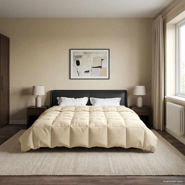 vidaXL Duvet Estivo Trapuntato Crema 200 x 200 cm Microfibra