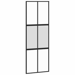 vidaXL Porta Scorrevole Nera 76x205 cm in Vetro Temperato e Alluminio
