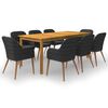 vidaXL Set da Pranzo da Giardino 9 pz Nero