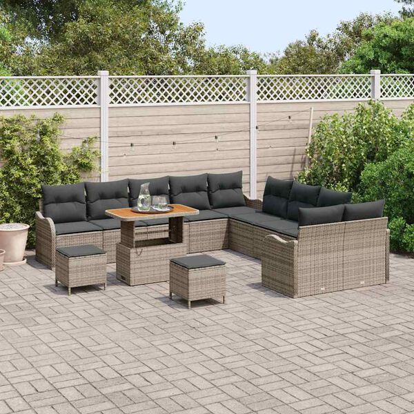 vidaXL Set Divano da Giardino 13 pcs Grigio polyrattan