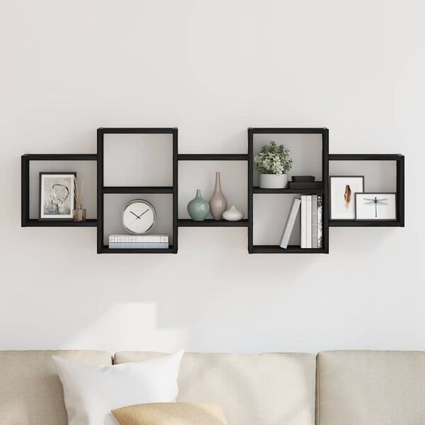 vidaXL Scaffale a Parete Rovere Nero 129x18x42 cm in Truciolato