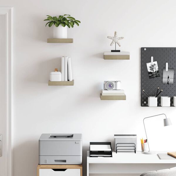vidaXL Scaffali a Parete 4 pz Rovere 23x23,5x3,8 cm in MDF